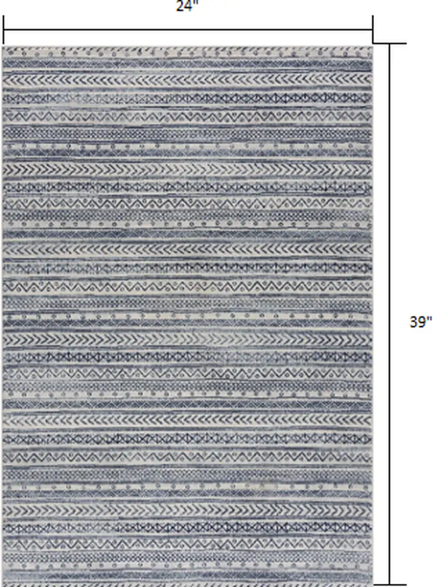 Navy Blue Decorative Stripes Area Rug Photo 1