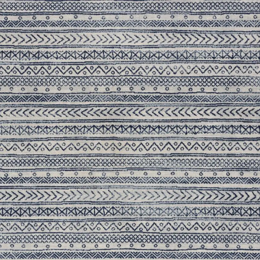 Navy Blue Decorative Stripes Area Rug Photo 7
