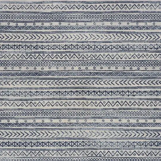 Navy Blue Decorative Stripes Area Rug Photo 4