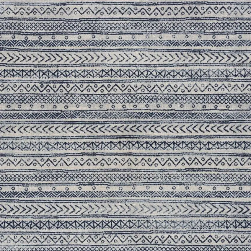 Navy Blue Decorative Stripes Area Rug Photo 4