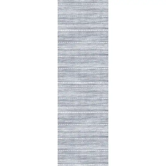 2' X 8' Navy Blue Decorative Stripes Area Rug Photo 3