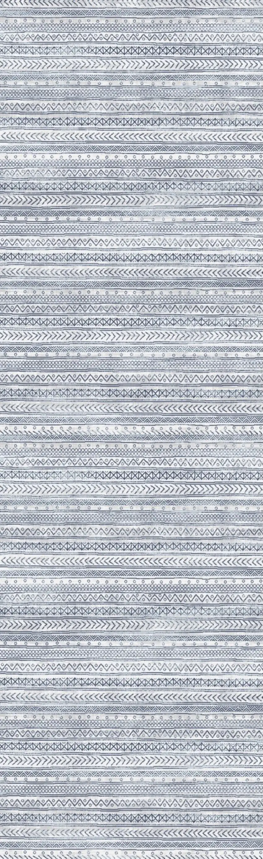 2' X 8' Navy Blue Decorative Stripes Area Rug Photo 3