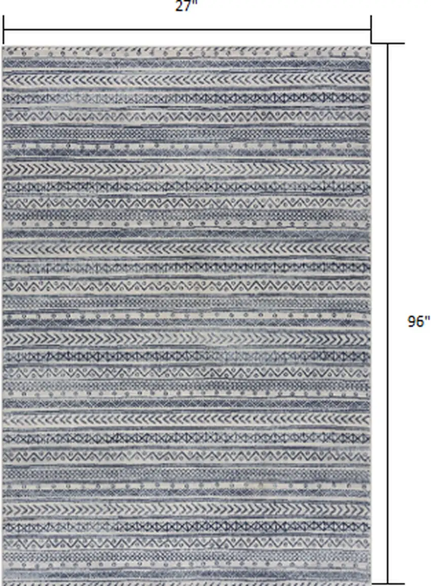 Navy Blue Decorative Stripes Area Rug Photo 1