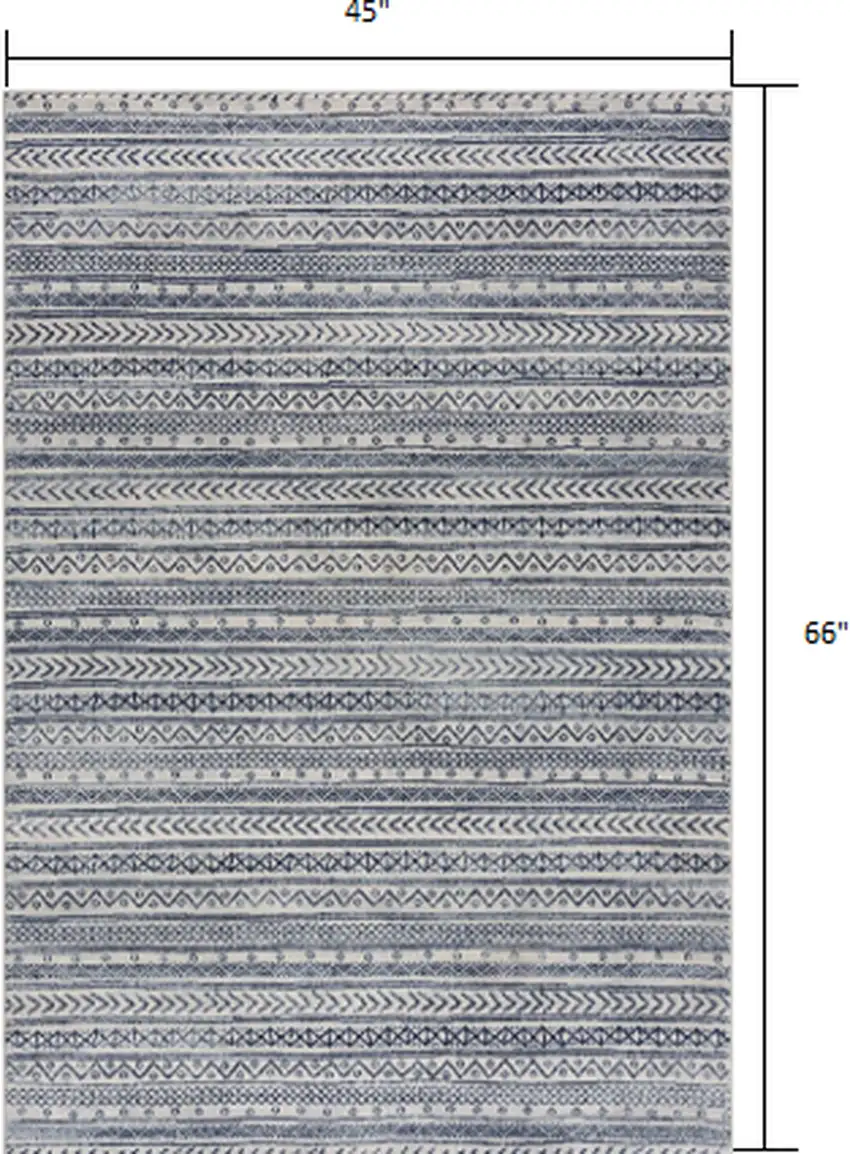 Navy Blue Decorative Stripes Area Rug Photo 2