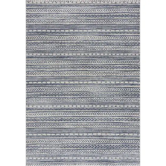 Navy Blue Decorative Stripes Area Rug Photo 1