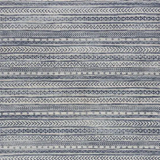 Navy Blue Decorative Stripes Area Rug Photo 6