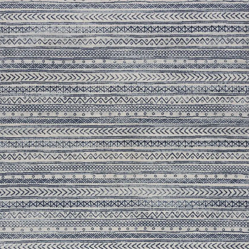 Navy Blue Decorative Stripes Area Rug Photo 6