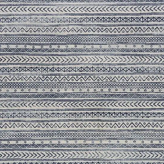 Navy Blue Decorative Stripes Area Rug Photo 9