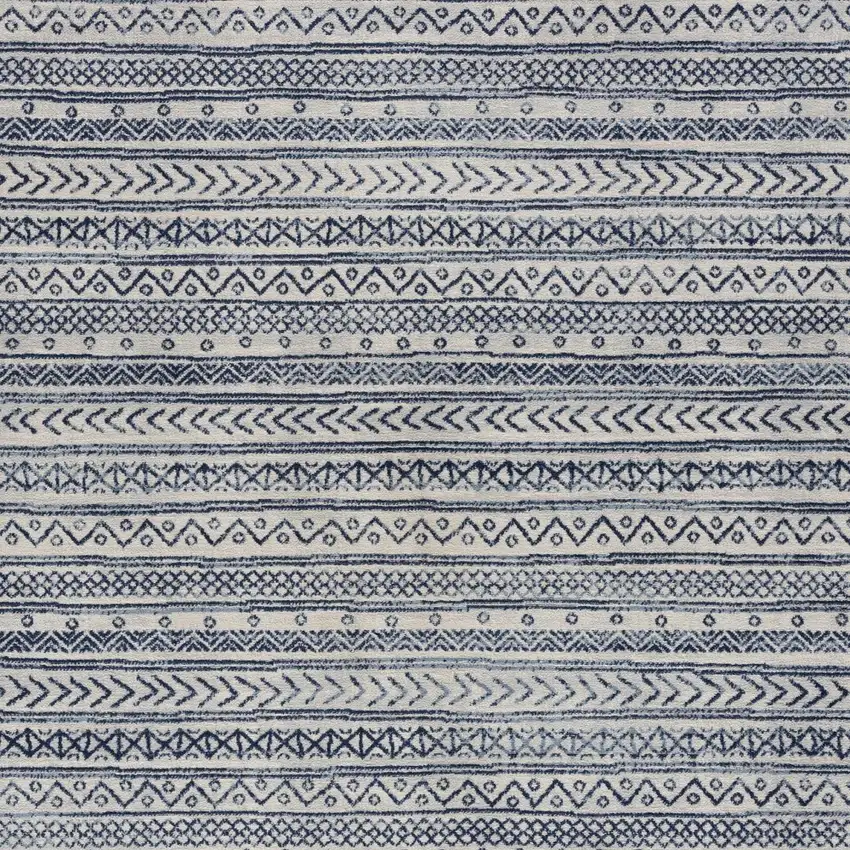 Navy Blue Decorative Stripes Area Rug Photo 6