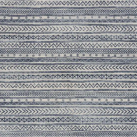 Navy Blue Decorative Stripes Area Rug Photo 6