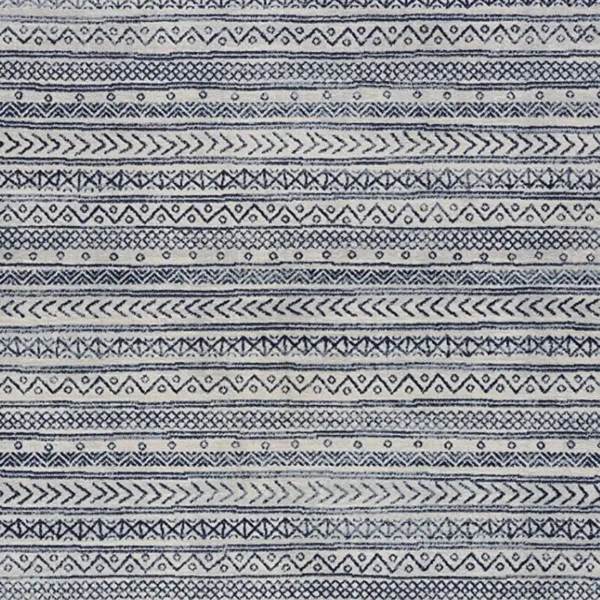 Navy Blue Decorative Stripes Area Rug Photo 9