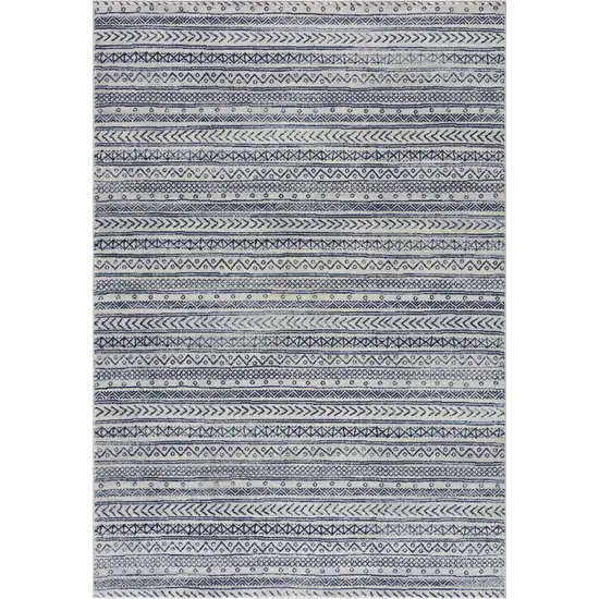 Navy Blue Decorative Stripes Area Rug Photo 1
