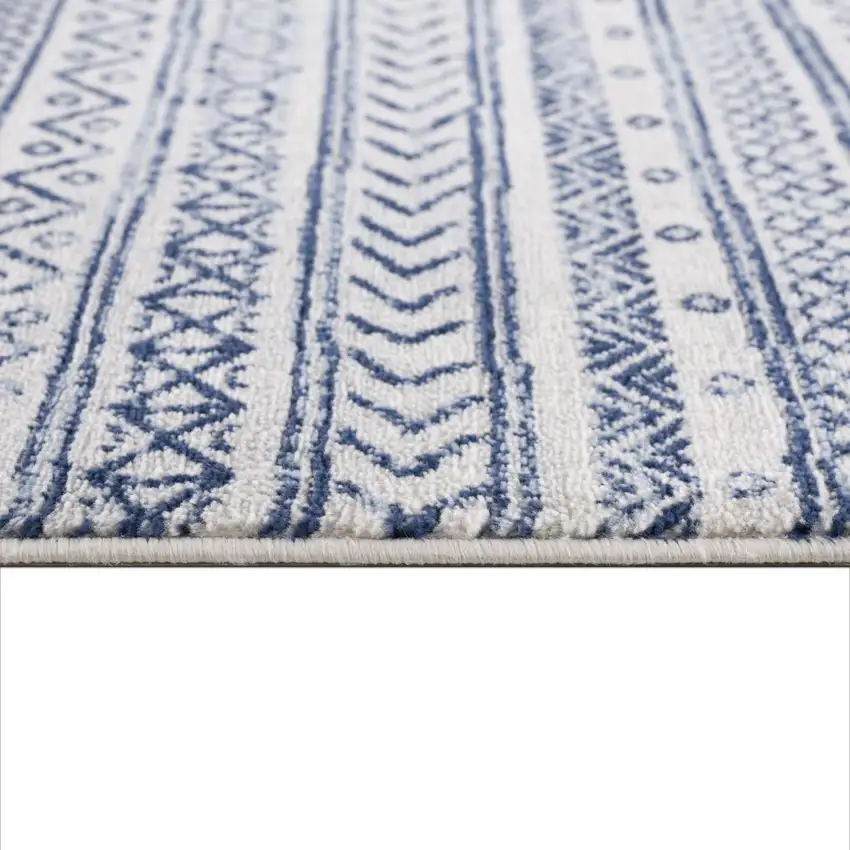 Navy Blue Decorative Stripes Area Rug Photo 4