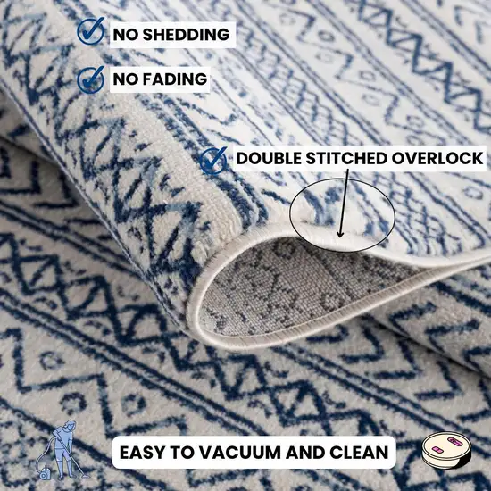 Navy Blue Decorative Stripes Area Rug Photo 3