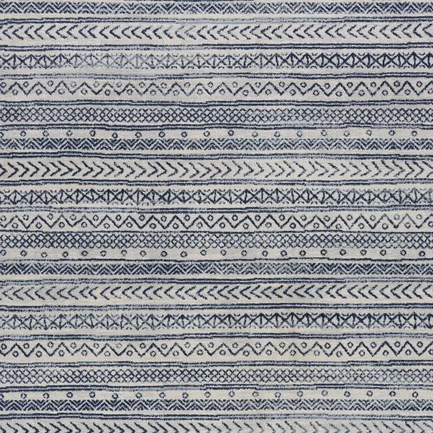 Navy Blue Decorative Stripes Area Rug Photo 6