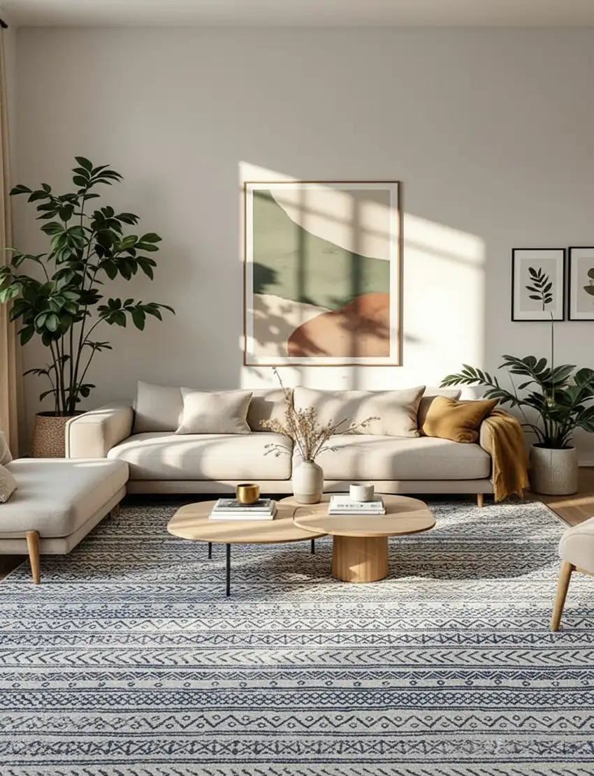 Navy Blue Decorative Stripes Area Rug Photo 8