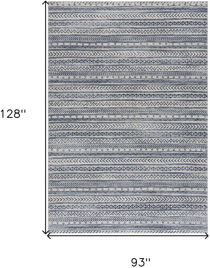 Navy Blue Decorative Stripes Area Rug Photo 3