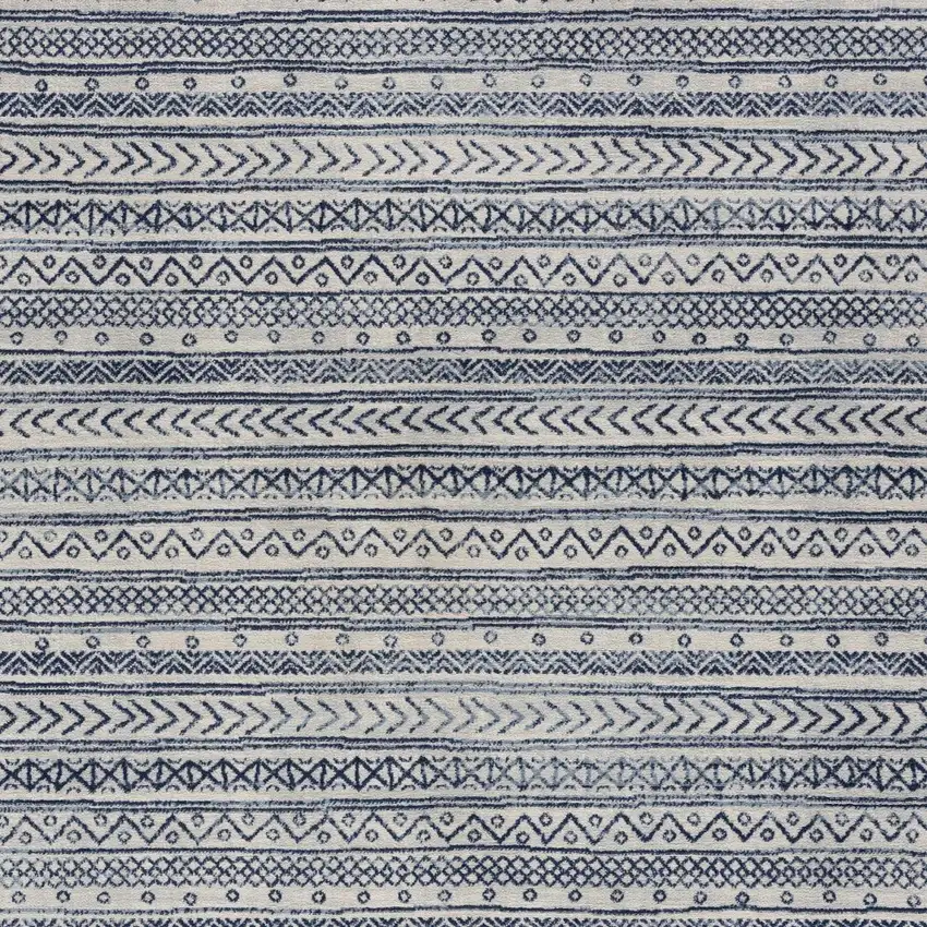Navy Blue Decorative Stripes Area Rug Photo 6