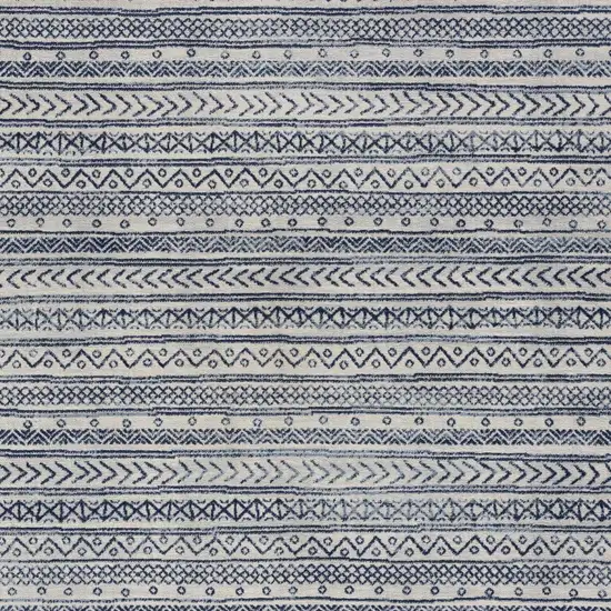 Navy Blue Decorative Stripes Area Rug Photo 6