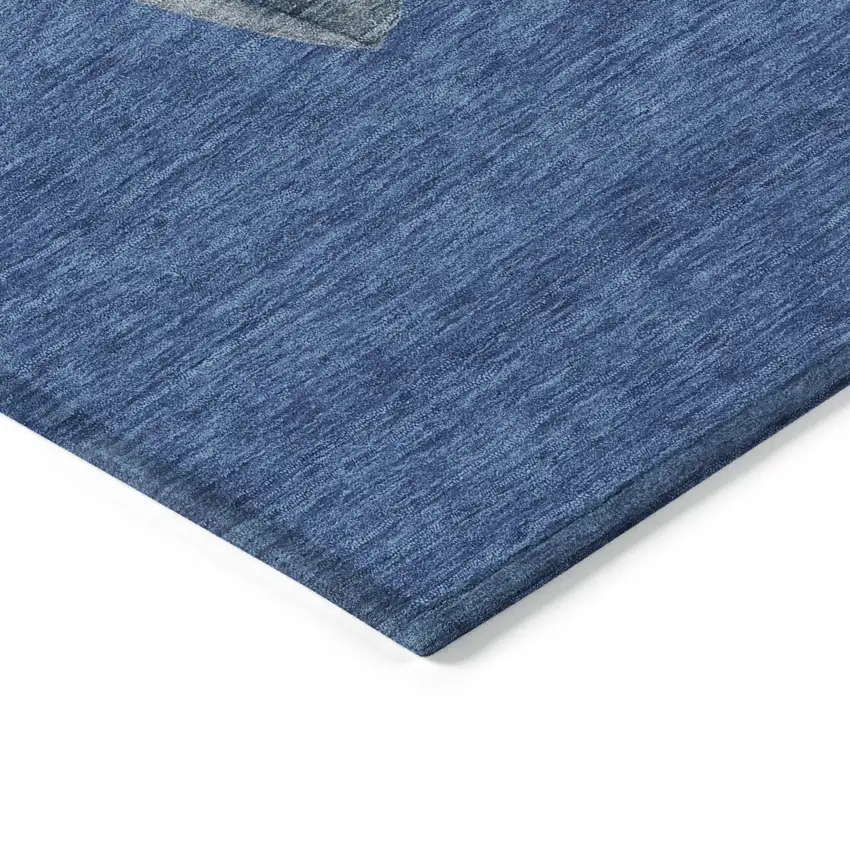 Navy Blue Denim Blue And Ivory Snowmen Washable Indoor Outdoor Area Rug Photo 6