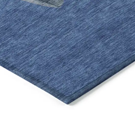 Navy Blue Denim Blue And Ivory Snowmen Washable Indoor Outdoor Area Rug Photo 6