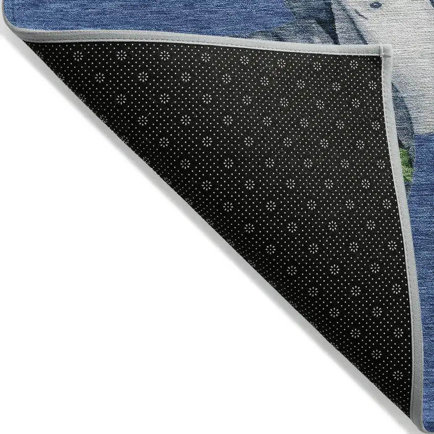 Navy Blue Denim Blue And Ivory Snowmen Washable Indoor Outdoor Area Rug Photo 9
