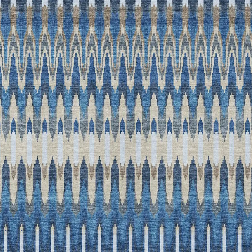 Navy Blue Denim Blue And Ivory Southwestern Washable Indoor Outdoor Area Rug Photo 7