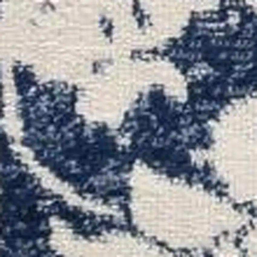 Navy Blue Distressed Floral Area Rug Photo 3