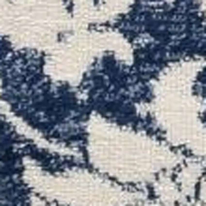 Navy Blue Distressed Floral Area Rug Photo 4