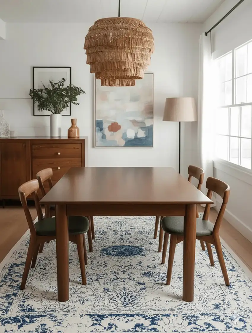 Navy Blue Distressed Floral Area Rug Photo 7