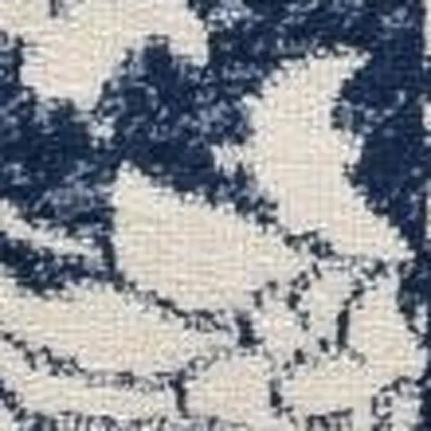 Navy Blue Distressed Floral Area Rug Photo 3