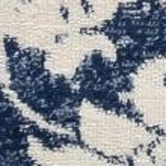 Navy Blue Distressed Floral Area Rug Photo 3