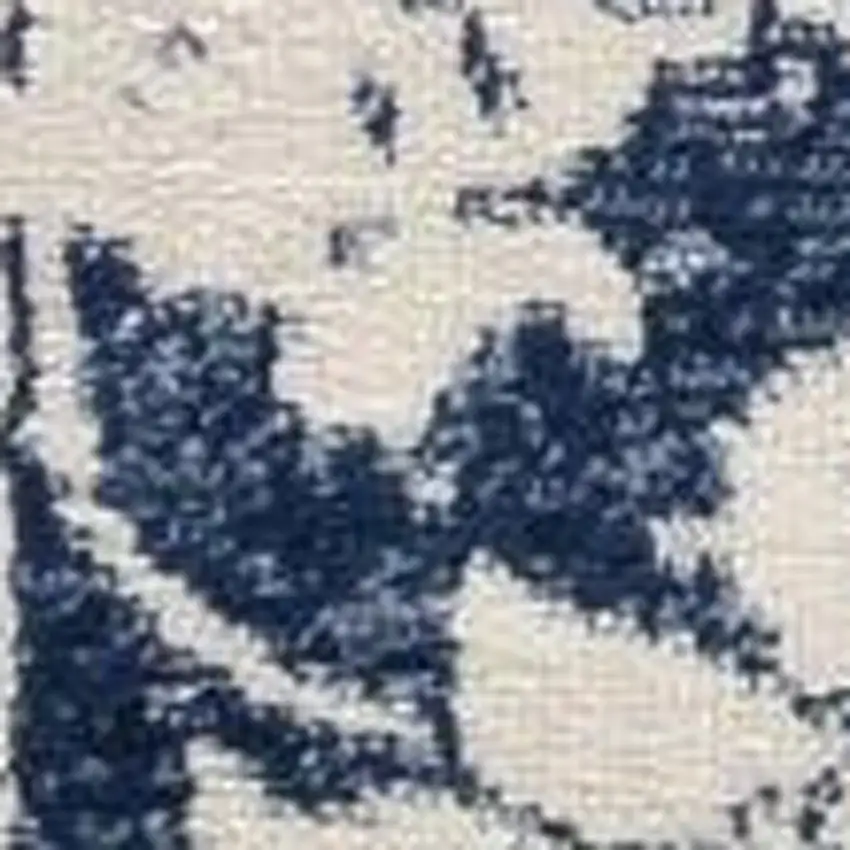 Navy Blue Distressed Floral Area Rug Photo 3
