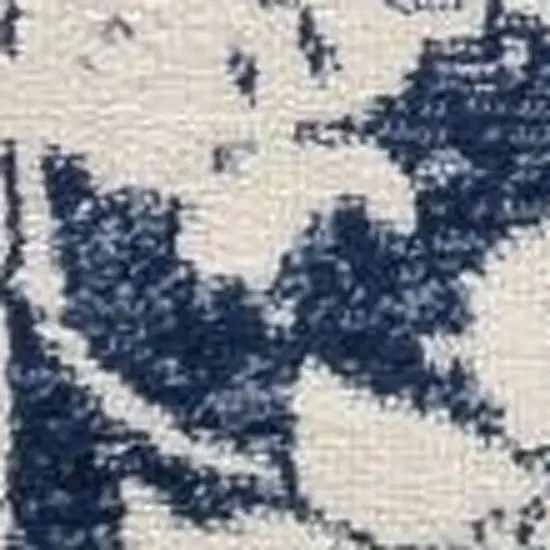 Navy Blue Distressed Floral Area Rug Photo 3