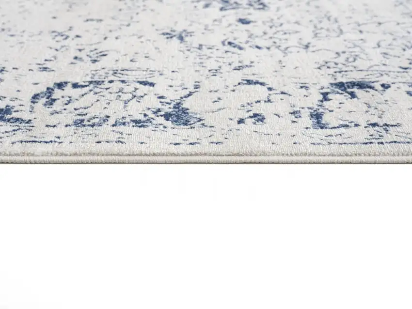 Navy Blue Distressed Floral Scatter Rug Photo 9