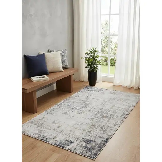 Navy Blue Distressed Striations Area Rug Photo 1