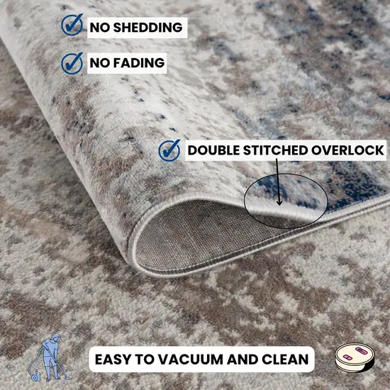 2' X 6' Navy Blue Distressed Striations Area Rug Photo 7