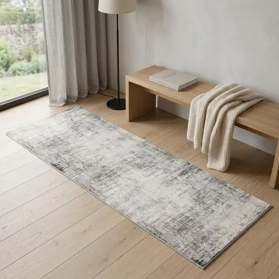 2' X 6' Navy Blue Distressed Striations Area Rug Photo 1