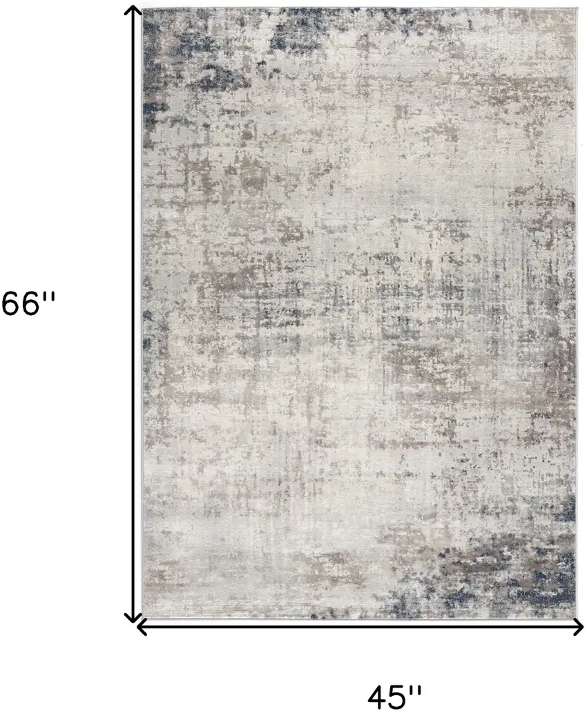 Navy Blue Distressed Striations Area Rug Photo 3