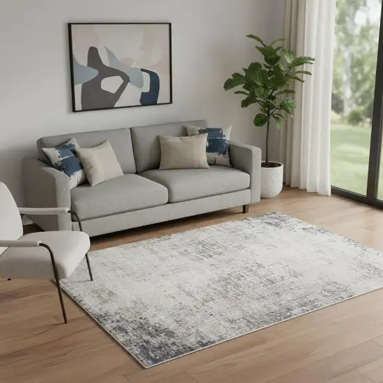 Navy Blue Distressed Striations Area Rug Photo 1