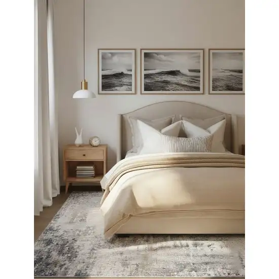 Navy Blue Distressed Striations Area Rug Photo 6