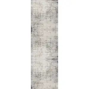 Photo of Navy Blue Distressed Striations Runner Rug