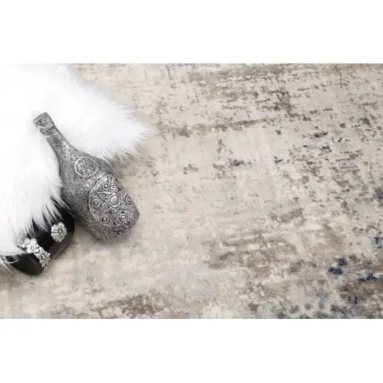 15' Blue And Ivory Abstract Runner Rug Photo 5