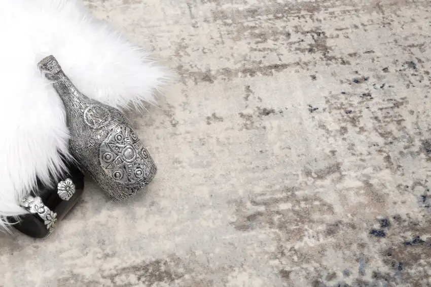 15' Blue And Ivory Abstract Runner Rug Photo 5