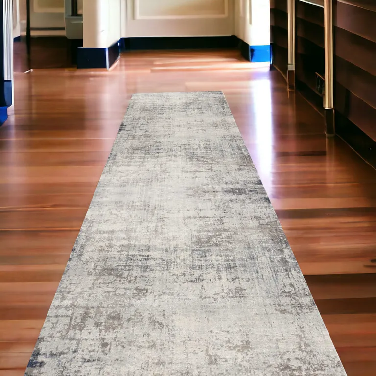 Navy Blue Distressed Striations Runner Rug Photo 1