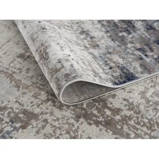 15' Blue And Ivory Abstract Runner Rug Photo 7