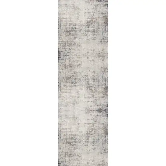 15' Blue And Ivory Abstract Runner Rug Photo 2