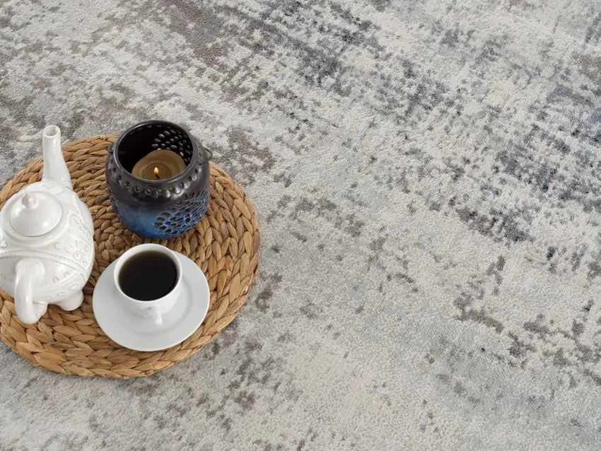 15' Blue And Ivory Abstract Runner Rug Photo 6