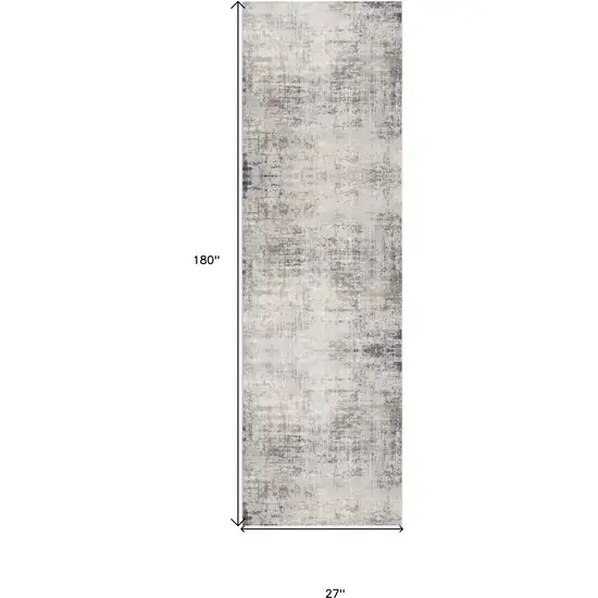 15' Blue And Ivory Abstract Runner Rug Photo 3