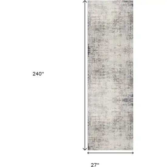 20' Blue And Ivory Abstract Runner Rug Photo 3